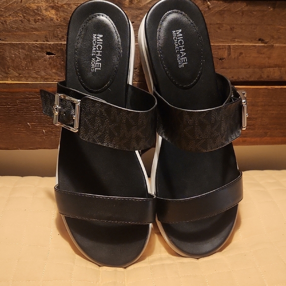 Michael Kors Black Double Strap Sandals - Picture 3 of 7